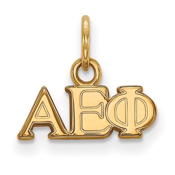 14K Gold Plated Silver Alpha Epsilon Phi XS (Tiny) Greek Letters Charm - Picture 1 of 3